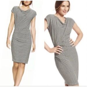 CAbi Monroe Stretch Cowl Neck Black Cream Print Dress Womens Medium M Style #614